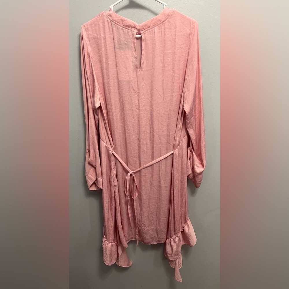 Zara woman’s sz Large Frilled Pink Midi Dress Ruffled Hem Boho NWT - Picture 6 of 15